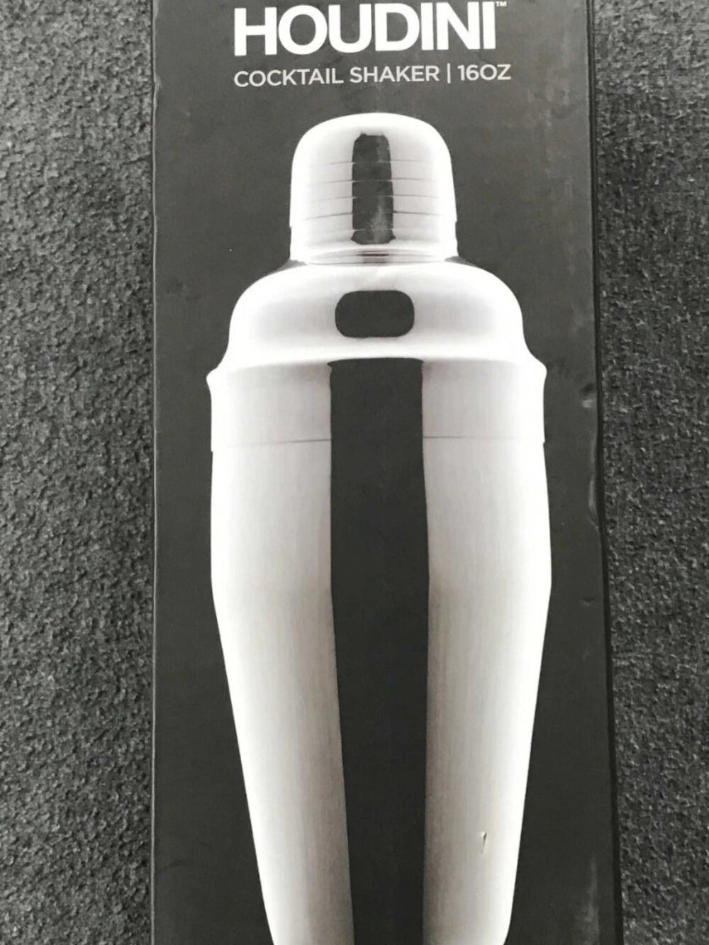 New! Houdini 16 oz Stainless Steel Cocktail Shaker w Jigger Top